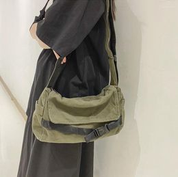 Evening Bags Medium Size Canvas Fabric Soft Hobo Flap Shoulder Bag 2023 Stylish Korean Harajuku Y2K Grunge Textile Ita Emo Side Crossbody