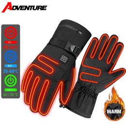 Five Fingers Gloves Heated Motorcycle Waterproof Heating Guantes Moto Touch Screen Battery Powered Motorbike Racing Riding Warm 230823