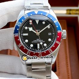 41mm GMT M79830RB-0001 79830 Gents Watches Asian 2813 Automatic Mens Watch Black Dial Red Blue Bezel Stainless Steel Bracelet Wris3078