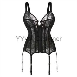 Sexy Corset Lingerie Bustier Top Women Plus Size Push Up Gothic Lace Up Corset Garter Belt Shoulder Strap Corselet Black S-2XL x0823