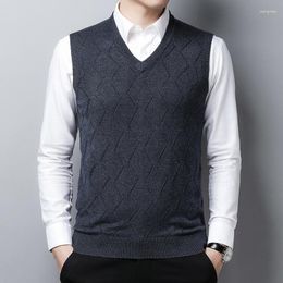 Men's Vests 2023 Knitted Undershirt V-neck Contains Wool Sleeveless Sweater Vest Fashion Leisure