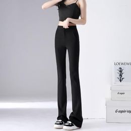 Women's Pants Fashion Female Micro Woman Casual Spring Slim Fit Show Thin High Waist Suit Ladies Mop Split Trousers G12