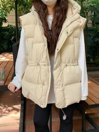 Women's Vests Vest For Women 2023 Autumn Winter Loose Hooded Coat Fashion Versatile Waist Pocket With Cotton Tank Top Waistcoat