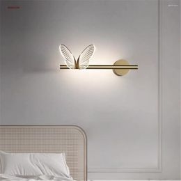 Wall Lamps Children'S Room Creative Butterfly Led Lamp Modern Kids Bedroom Bedside Sleeping Night Lights Home Deco Art Sconce Fixtures