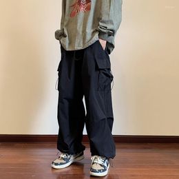 Men's Pants Men Solid Cargo 2023 Harajuku Elastic Waist Side Pocket Tracksuit Male Casual Hip Hop Drawstring Baggy Long Trousers