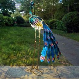 Garden Decorations 2023 Solar Lights Peacock Statues Decoration Outdoor Lamp Hollow Figurine Path Lawn Metal Sculpture Decor