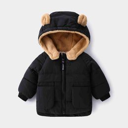 Down Coat 2023 Korean Autumn Winter Children Boy Parkas Cartoon Bear Ears Little Girl Jacket Coat 16 Years Kids Boy Outerwear Outfit J230823