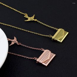 Chains DIY Po Engraved Handbag Necklace Picture Ladies Fashion Simple Square Pendant Clavicle Chain High Appearance