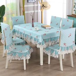 Table Cloth High-grade Chinese Style Dining Chair Cover Set Home Decor European Rectangle Lace Tablecloth Printing 6 Mats