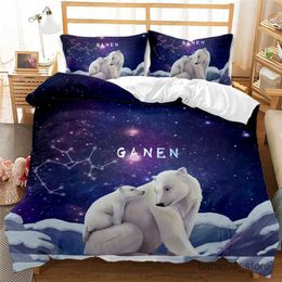 Bedding sets Panda Tiger Bedding Set 3D Printed Animal Duvet Cover Twin Full Double Supking Sizes Bed case R230823