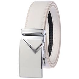 Other Fashion Accessories Arrival White Black Men Belts Automatic Alloy Buckle Male Belt Genuine Cowskin Leather Korea Golf Plus Size 110 130cm 230822