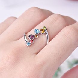 Anelli per matrimoni S925 Silver intarsiate colorate gemma tondo anello di lusso di gioielli europei e americani
