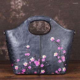 Evening Bags Genuine Leather Hand Painted Women Bag Luxury Handbags 2023 Large Capacity Floral Cowhide Shoulder Crossbody Sac A Main