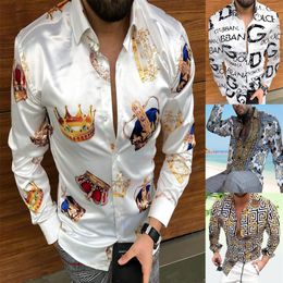 Spring Outdoor Shirts blusa Print Long Sleeve button up Hawaiian printed Men vintage autumn Casual top fashion T-shirts logo on ba249D