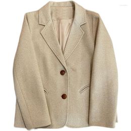 Women's Suits Herringbone Wool Blazer Womens Autumn Winter Slim Office Lady Blazers Coat Short Female Casual Suit Jacket Outwear Tops