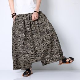 Ethnic Clothing Chinese Retro Casual Wide Leg Pants Men's Loose Cross Over Large Patterned Hip Hop