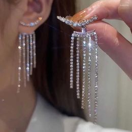 Dangle Earrings Rhinestone Long Tassel Ladies Fashion Pendant Exquisite Crystal Wedding Engagement Jewelry Eh547