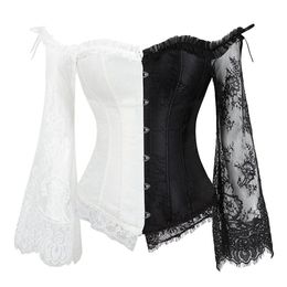 Women Styling Corsets Sexy Long Sleeve Lace Corselet Lace Up Bustiers Korset For Posture Party Club Wedding Plus Size265h