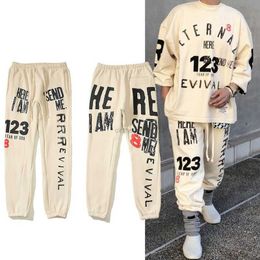 Designers Casual Pant Streetwear Jogger Trousers Sweatpants Rrr123 Co Branded High Street Revitalization Letter Printing Worn Out Tie Feet Guard Pants Loose Men