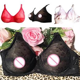 Bras Women Sexy Bra Silicone Fake Breast Crossdressing Transvestites Pocket Prosthetic Brassiere Comfortable Underwear207C