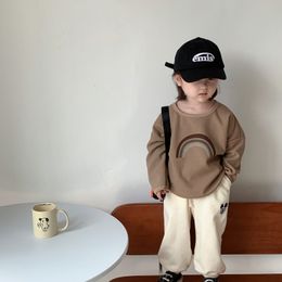 Clothing Sets Casual Sports Tops Kids Loose Cotton Fashion Trendy Simple Tees Oneck Pullover Shirt Cute Thin Style 14years Baby Boys 230822