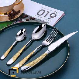 Kitchen Tableware High-quality Materials Versatile Usage Silver Cutlery Elegant Design Sleek Luxury Dinnerware Cutlery Set HKD230812