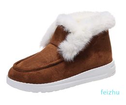 Winter Womens Plush Booties Shoes Plus Casual Cotton Boots Shoes