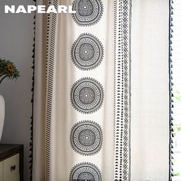 Sheer Curtains NAPEARL Geometric Embroidery Style French Window Curtain Drapes Home Decor Balcony Decoration 1PC 230822