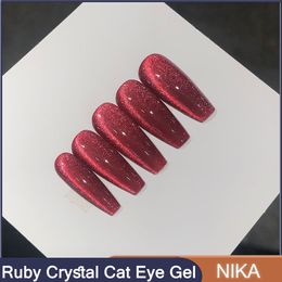 Nail Polish NIKA Ruby/Black/Blue/Pink/Fairy Color Cat Eye Series Gel Nail Polish 15ml Semi Permanent Soak Off Gel Universal Magnetic Gel 230822