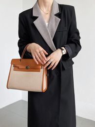 Women's Suits Stylish Double-Breasted Long Suit Jacket For Women - Autumn Collection Loose-Fitting Retro Color-Blocked Blazer Coat.