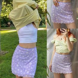 Womens Dress Style Skirt Lace Purple Flower Print Short Sexy Butt Pack Female