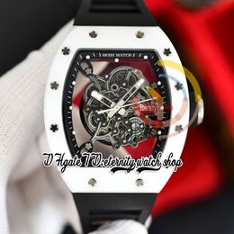 Z 055 Japan Miyota Automatic Movement Mens Watch White Ceramic Case Skeleton Dial Black inner ring Rubber Strap 2023 Latest version eternity Sport Wristwatches