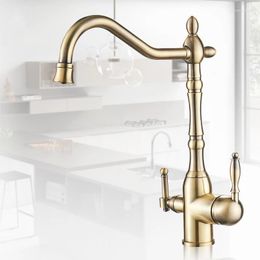 Kitchen Faucets Europe Vintage Upgraded Copper Body Deck Mounted Basin Facucet Household Sink Tap