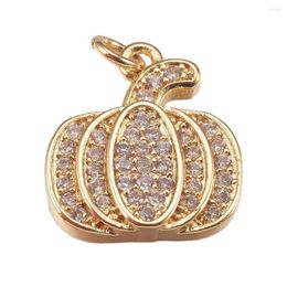 Pendant Necklaces Pandahall 2pcs Pumpkin Brass Micro Pave Cubic Zirconia Pendants Charms With Jump Rings For Necklace Bracelet Jewelry