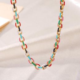 Chains 17inch 6mm Stainless Steel Colorful Necklace Fashion Ladies Vintage Anniversary Gift