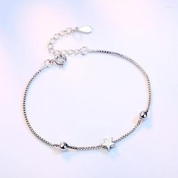 Link Bracelets FoYuan Silver Colour Korean Star Bracelet Fashion Temperament Five Point Beads Boutique Jewellery