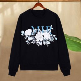 Men's Hoodies Mens Fall Black Graphic Streetwear O-neck Men Sweatshirt Casual Letter Print Floral Pattern Tshirt Top Sweatshirts