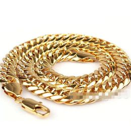 high-quality 24K Yellow Gold Filled Mens Necklace Solid Cuban Curb Chain Jewelry 23 6 11mm Consecutive years of s champi256o