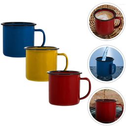 Wine Glasses 3 Pcs Enamel Mug Ceramic Coffee Portable Outdoor Cup Cylinder Small Children Household Durable Mugs Juice Storage Vases