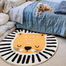 Carpets Nordic Carton Round Rug Carpets for Home Living Room Bedroom Kids Room Blanket Plush Floor Mat Decoration Salon Pile Area Rug 230823