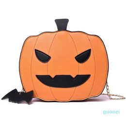 Trendy Funny Cartoon Halloween bright face pumpkin chain bag cute personality One Shoulder Messenger Bag Small Square bag