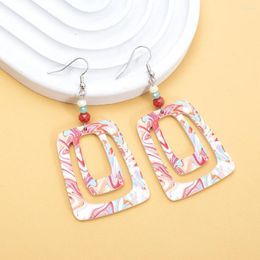 Dangle Earrings Fashion Fresh Gorgeous Color Matching Hollow Trapezoid For Women Temperament Trend Products Girls Jewelry Holiday Style