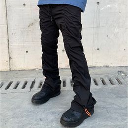 Men s Pants Harajuku Ruched Elastic Waist Casual Trousers Men and Women Pleated Ankle Drawstring Cargo High Street Baggy Track 230822