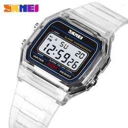 Wristwatches SKMEI Small Dial Transparent Band Men Watch Boys Alarm LED Clock Date Week Display Electronic Watches For Children