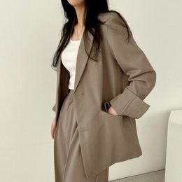 Women's Suits Minimalist Style Chic Workwear Loose Fit Lapel With Flap Pockets For Spring Autumn Seasons Women Suit Coat
