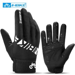 Five Fingers Gloves INBIKE Cycling Touch Screen MTB Bike Sport Shockproof Full Finger Reflective Winter Spring Bicycle Glove IM19806 230823