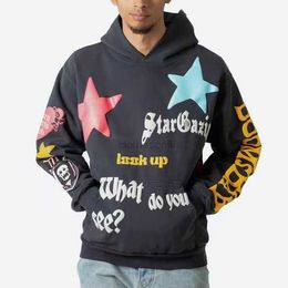 Sweatshirts Mens Designer Hoodies Fashion Streetwear Trendy Ins Style Graffiti Star Foam Print Loose Casual Hooded Hoodie