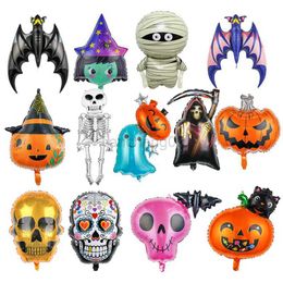 Party Decoration Halloween Aluminum Film Balloon Bat Ghost Festival Ballon Pumpkin Sickle Witch Undead Skull Baloon Happy Helloween Decor Balon L0823