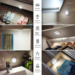 Night Lights Round Intelligent LED Induction Light Battery Powered Cabinets Bedside Bedroom Wardrobe Closet Lighting Magnet