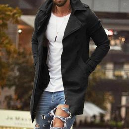 Men's Jackets Loose Trench Coat Stylish Autumn Jacket Slim Fit Mid Length Lapel Plus Size Pockets Windproof Breathable Streetwear Spring